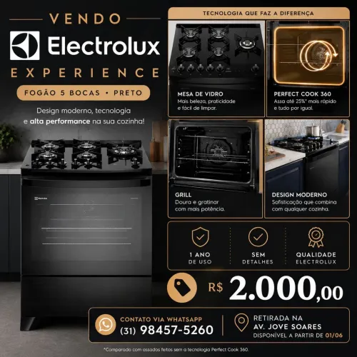 Fogão 5 bocas Electrolux Preto perfectcook 360 (FE5CP)