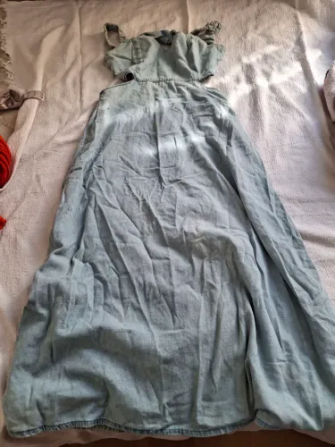 Vestido jeans, frente única 