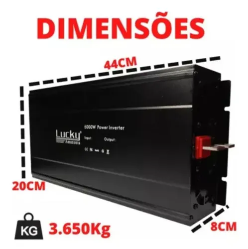 Inversor 600w 12v 110v 60hz senoidal Lucky Amazônia digital