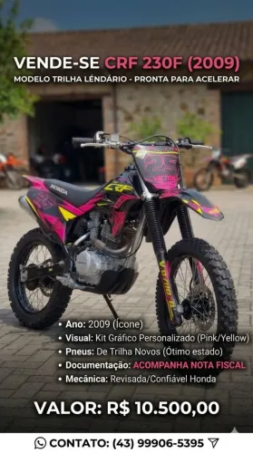 Vendo crf 230 2009 com nota ja com todos acessórios , so pegar e andar