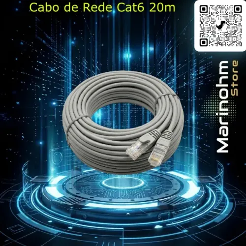 Cabo de Rede Cat6 20 metros 20m Branco Rj-45