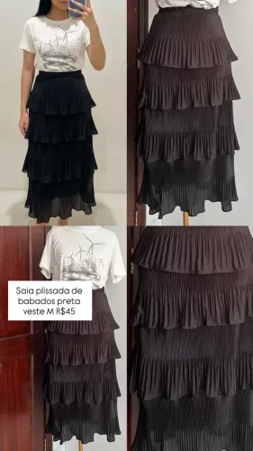 Saia preta babados