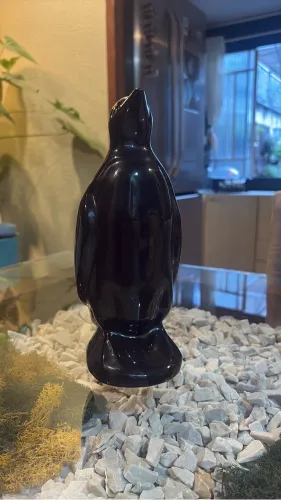 PINGUIM DECORATIVO EM CERÂMICA PRETA / DESIGN RETRÔ MINIMALISTA PARA COZINHA E AMBIENTES.
