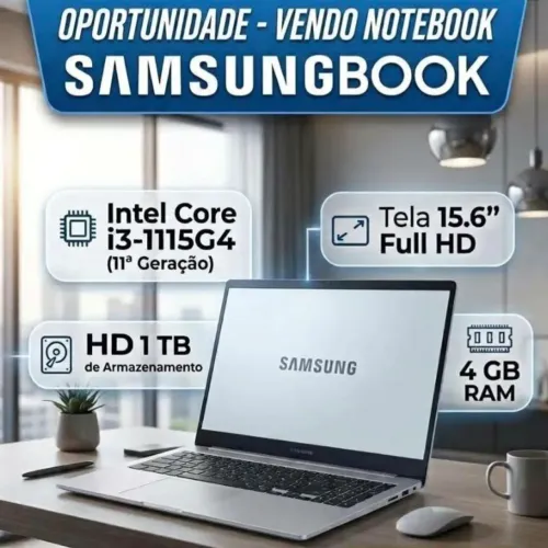 Samsung Book NP550XDA, Core i3-1115G4, 4 GB RAM e HD de 1 TB