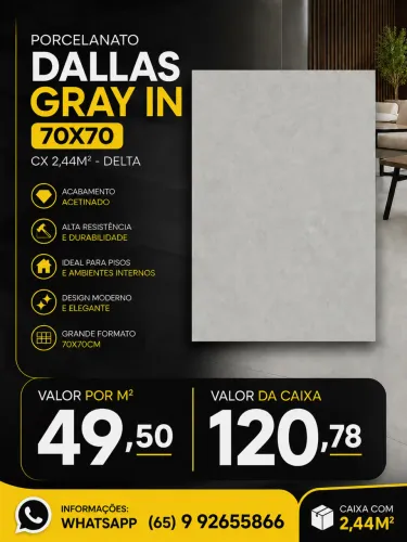 Porcelanato Dallas Gray 70IN 70x70