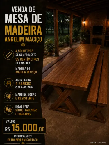 Mesa rústica madeira Angelim