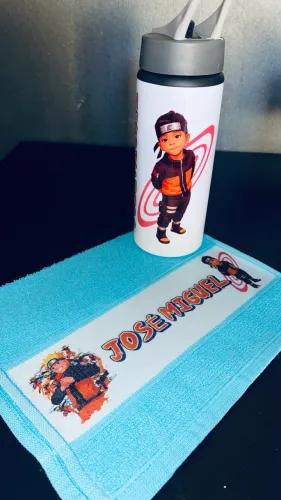 Kit Garrafinha + Toalha personalizada 