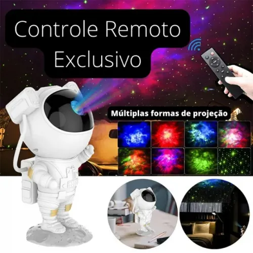 Luminária Astronauta LED Projetor de Galáxias com Controle