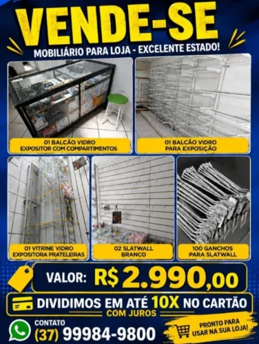 Mobiliário gondolas e balcões em vidro para loja