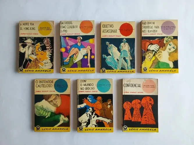 livros James Hadley Chase - Coleção Amarela - 7 volumes - Editora Globo - Déc.1960