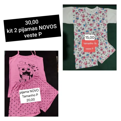 30,00 cada kit com 2 peças NOVAS/tamanho nas fotos