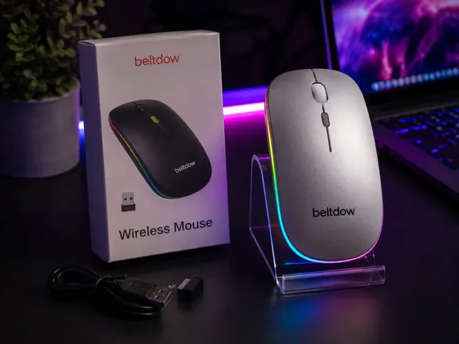 Mouse Sem Fio Rgb Com Bluetooth
