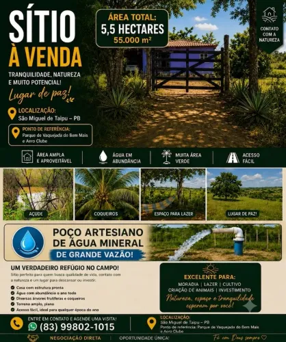 Vendo sítio em são Miguel de Taipu