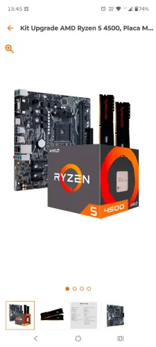 Kit placa mãe a520 Ryzen 4500 + 2 memória 8GB neologic