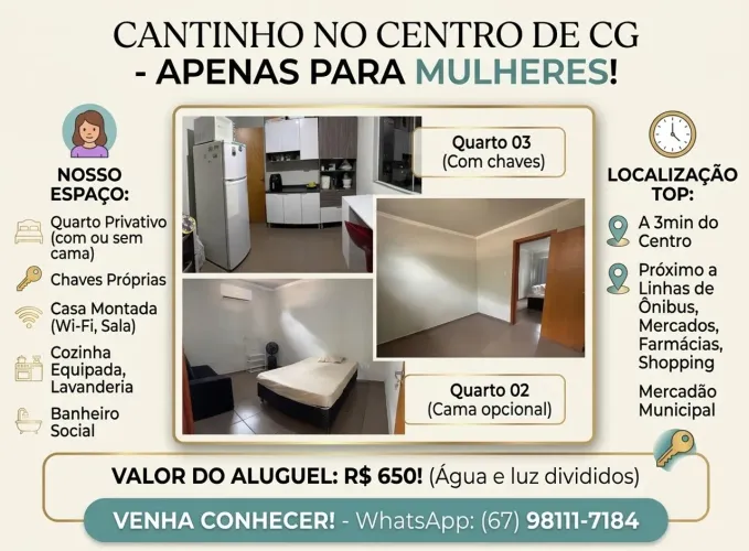 Duvido apt no CENTRO / apenas mulher
