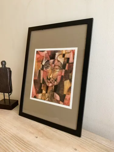 paul klee - kopf mit deutsch(er) barttracht - arte emoldurada 45 x 33 cm - quadro