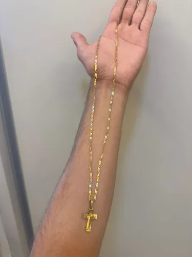 CORRENTE DE OURO 18 E PIGENTE  CRUCIFIXO