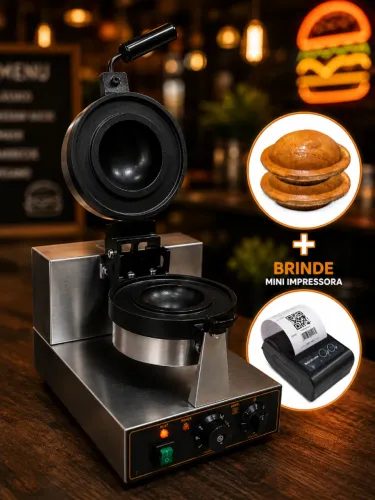 Máquina Prensa para Disco Burger / Discos Recheados - Praticamente Nova + Mini Impressora