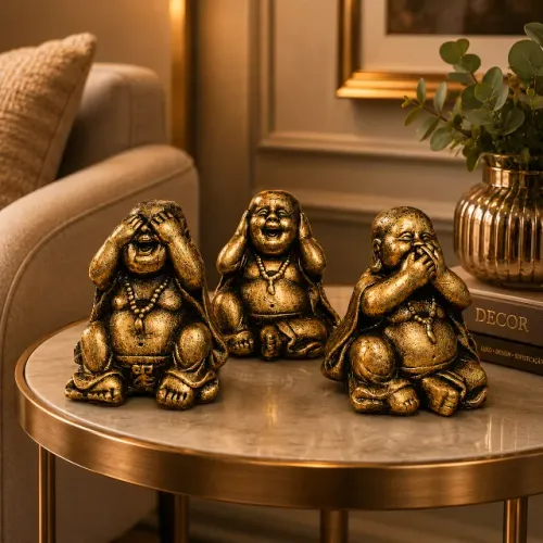 TRIO de Monges Cego, Surdo e Mudo Artesanal em Gesso