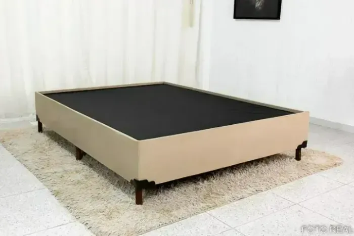 Base Box casal Suede Bege
