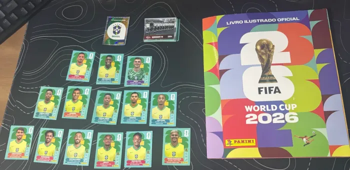 Álbum da copa 99% completo mais 15 figurinhas da seleção brasileira e 26 aleatórias 