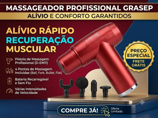 Pistola Massageadora Muscular Grasep D-EM11 (Com Acessórios)