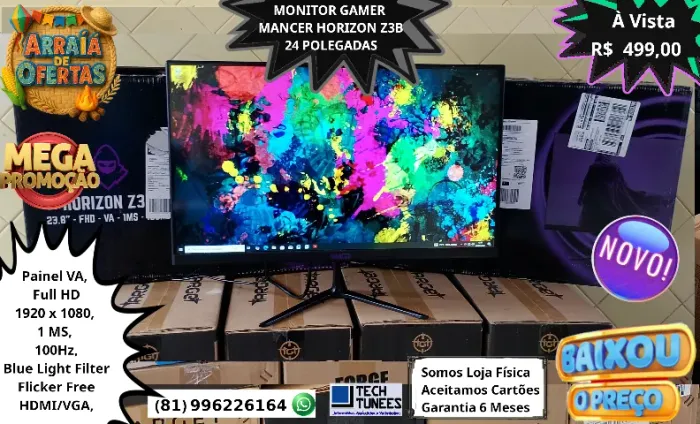 Monitor Gamer e Office 24 Polegadas - HDMI e VGA - Full HD 1920 x 1080-(Novo com Garantia)