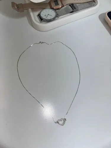 Colar de prata 925 com coração cravejado com zircônia 