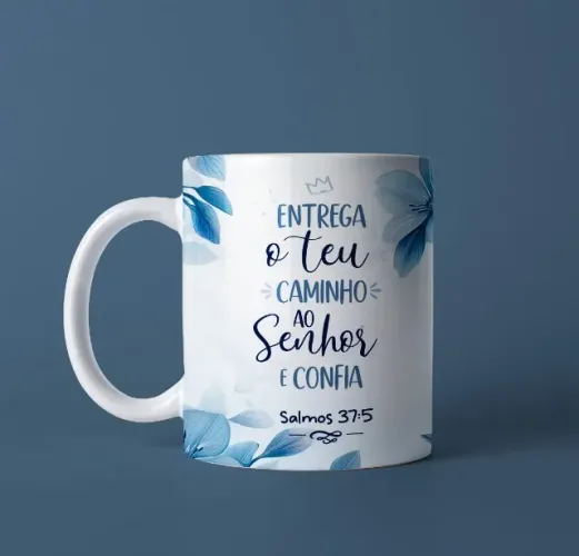 Caneca Personalizada Entrega teu caminho ao Senhor Personalizada com nome