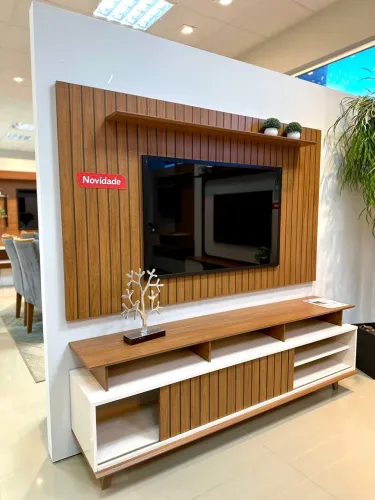 Rack Flow com painel Lume DJ Móveis, ideal para TVs até 65? - Entrega Imediata;
