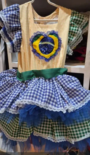Vestido de Quadrilha Junina Tema da Copa