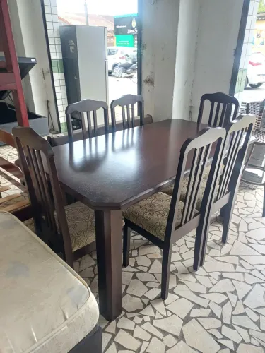 Mesa 6 cadeiras madeira maciça