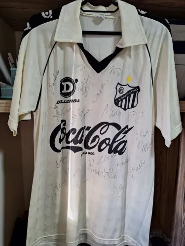 Relíquia Camisa Bragantino 1990 Campeão Paulista- Dellerba/Coca Cola + Autógrafo do Elenco