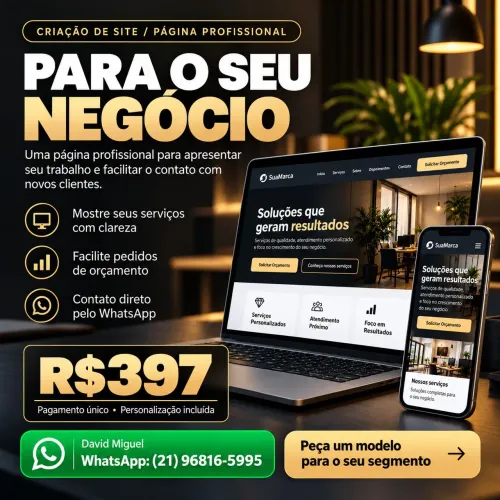 Criação de Site / Página Profissional por R$397<br>Descriçã