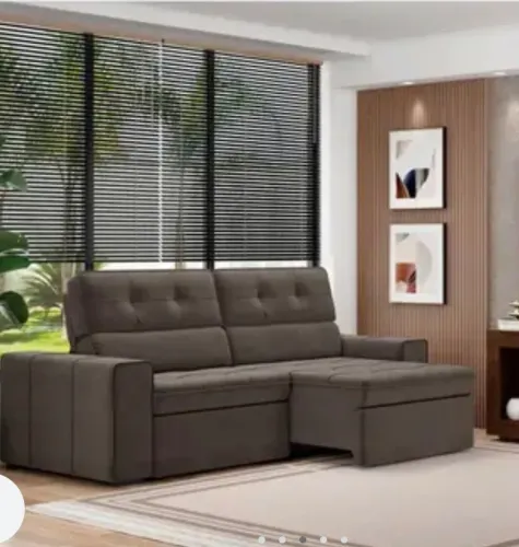 Sofá retrátil e reclinável 3 lugares semi novo