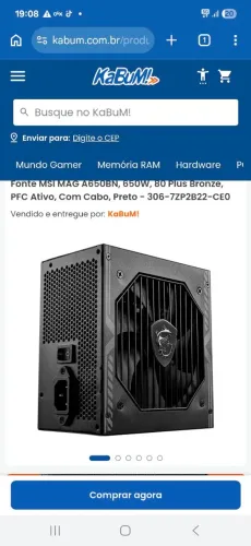 Fonte MSI mag A650 nova