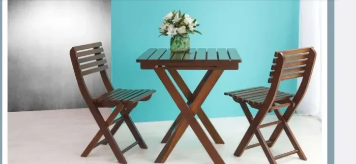 Mesa + 2 Cadeiras Dobravel, Madeira Imbuia