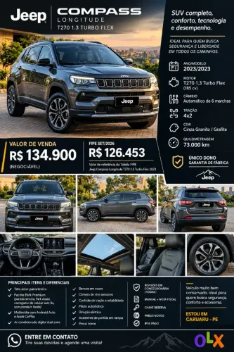 Jeep Compass Long. T270 1.3 TB 4X2 Flex AUT 2023