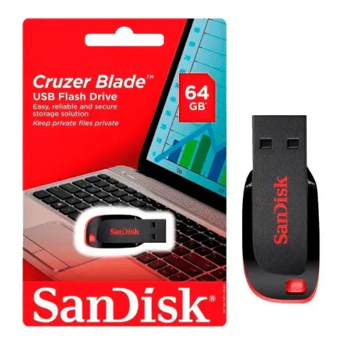 Pendrive Sandisk 64gb Usb-A 2.0 Pen Drive Cruzer Blade Original