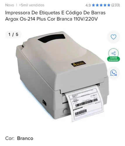 Impressora Argox Os 214 plus- só foi usada para teste 