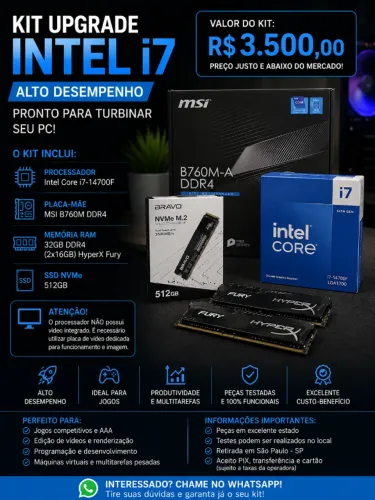 KIT UPGRADE INTEL i7-14700F - R$ 3.500