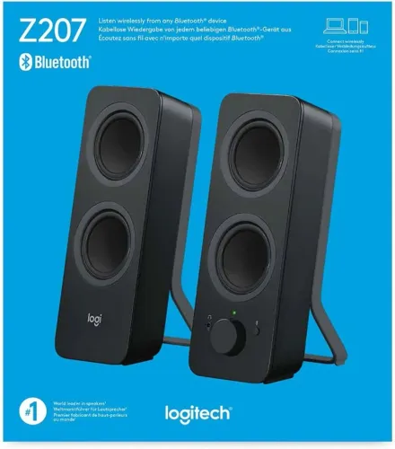 Caixa de som Bluetooth Logitech Z207 com Sistema 2.0 e conexão Bluetooth com Easy-Switch 