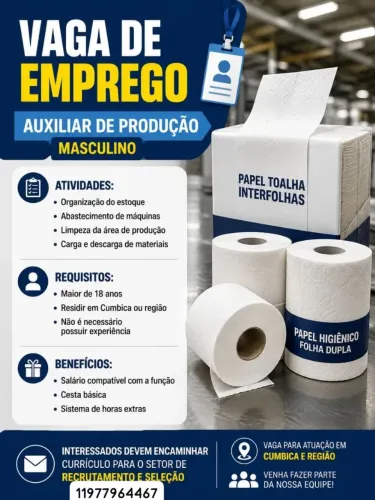 VAGA AJUDANTE GERAL MASCULINO