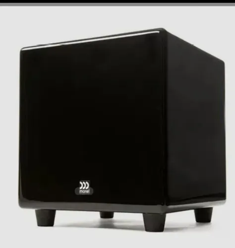 Subwoofer Morel 8X, belíssimo cubo da marca em laca preta. Impecável e zéro de detalhes.