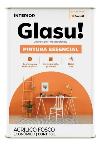 Tinta Pintura Essencial Paredes 18Lt Branco Neve - Glasu / Suvinil