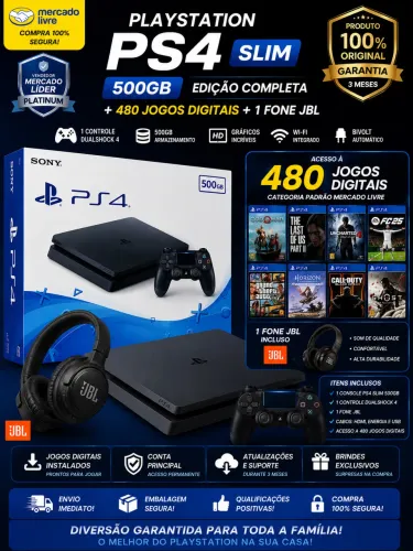 Ps4 Slim 500gb 480jogos digitais