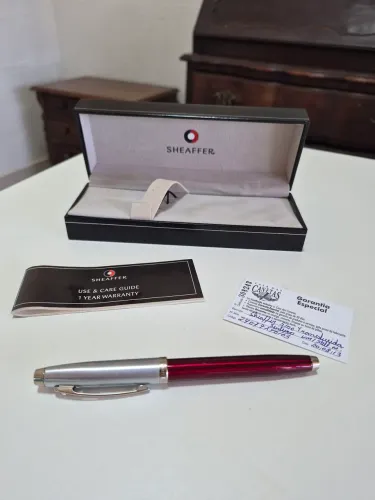 Caneta Tinteiro Sheaffer 100 - Cromo Vermelho