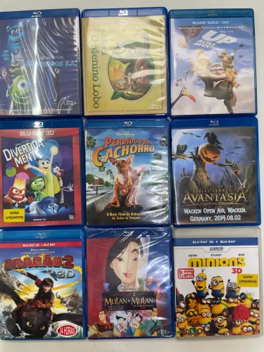 Lote 9 Blu-rays Originais: Disney, Animações 3D, Mulan, Up e Show Avantasia