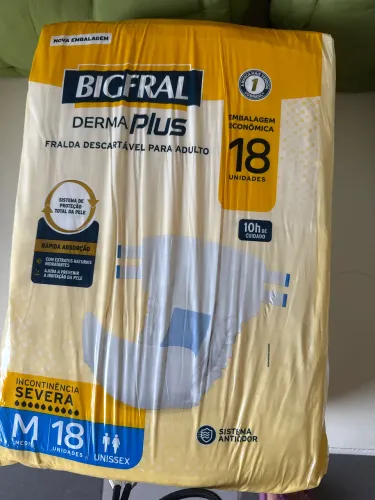 Fralda descartável BIGFRAL derma Plus c/18