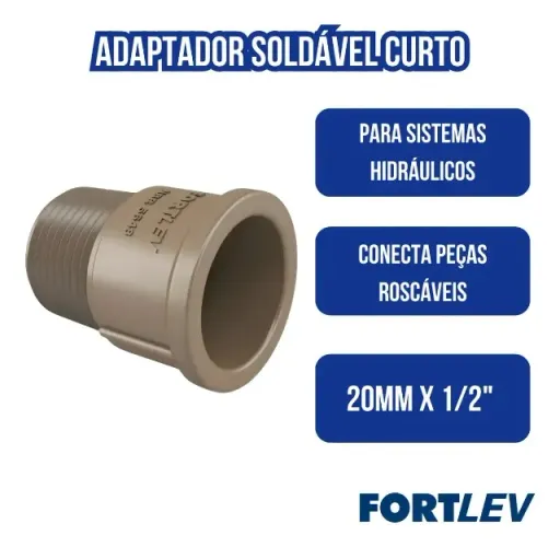adaptador soldável curto 20x1/2 marrom rosca fortlev nbr 5648